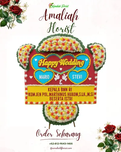 Karangan Papan Bunga Pernikahan di Bojong Sari Baru